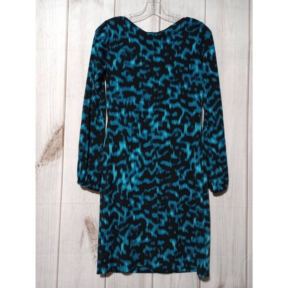 Vince Camuto Dress‎ Ladies Extra Small Black Aquamarine Long Sleeve Midi - Picture 2 of 7